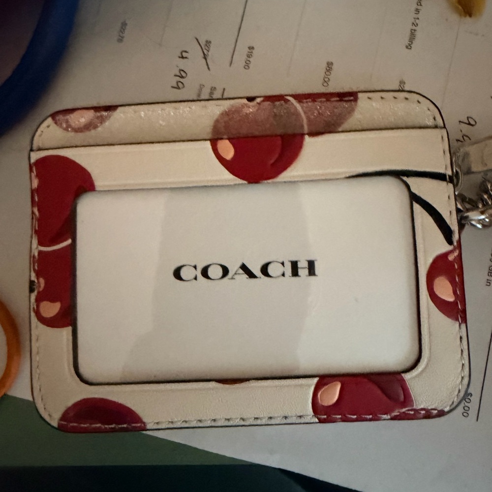 Coach Card Holder with Cherry Pattern